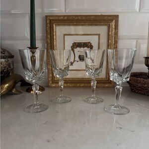 Vintage French Wine / Water Glasses lead Crystal Set of 4